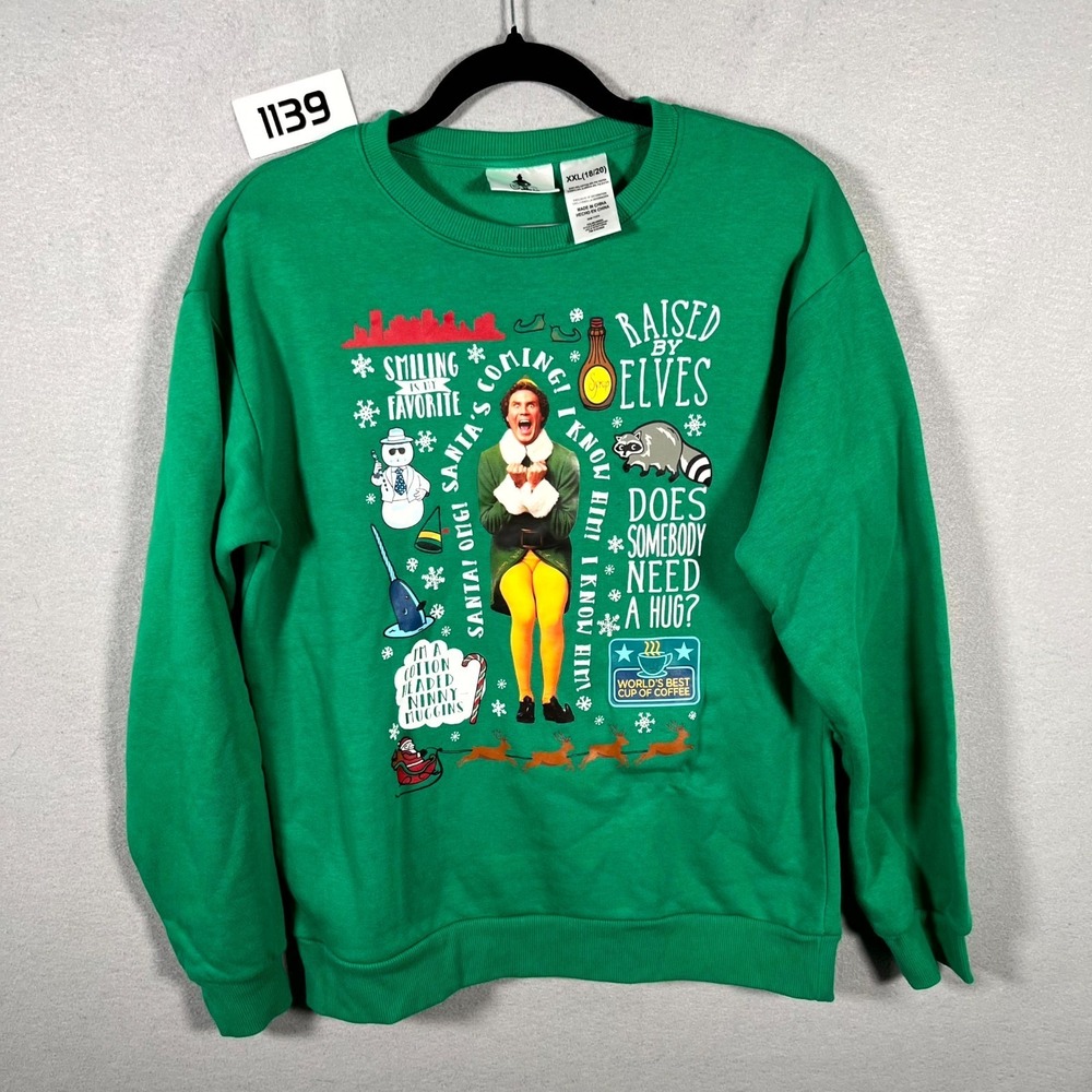 Elf The Movie Christmas‎ Sweatshirt Girls 2XL (18/20) Green Graphic Pullover